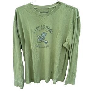 Life is‎ Good Long Sleeve Graphic T-Shirt Beach Chair Simple As That Size Large